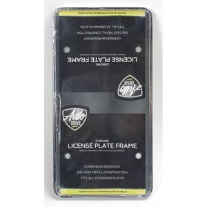 Auto Drive License Plate Frame, Chrome Coated, Silver, Rectangle
